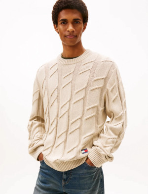 Tommy Jeans Tjm Reg Chunky Cable Knt Swt Ext - Cream - M Cream M
