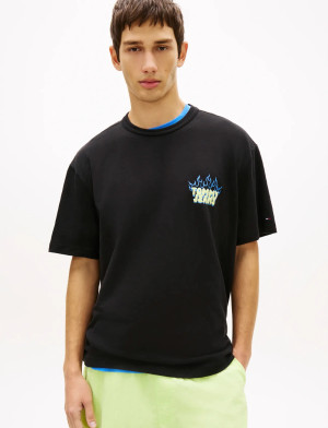 Tommy Jeans Tjm Rlx Bubble Flame Ss Tee - Black - M