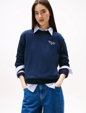 Tommy Jeans Tjw Reg Ess Logo 1 Crew Ext - Navy - XL