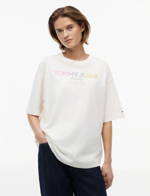Tommy Jeans Tjw Ovs Tj Bling Gmd Tee - Cream - S