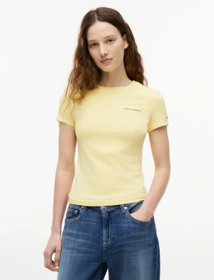 Tommy Jeans Tjw Slim Ess Logo 1 Ss Tee Ext - Yellow - XL
