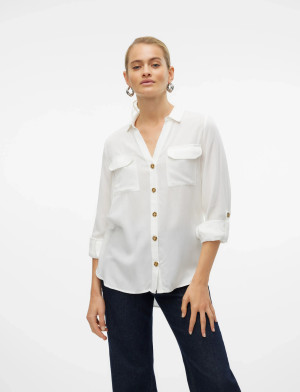 Vero Moda Vmbumpy L/S Shirt New Wvn Ga Noos - White - XS White XS