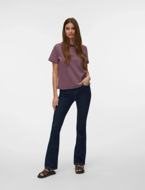 Vero Moda Awjada Naima Ss O-Neck T-Shirt Noos - Burgundy - M Burgundy M