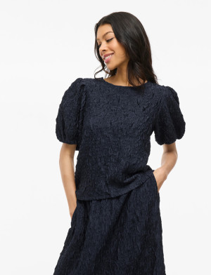 Vila Visophia O-Neck 2/4 Top/Dc - Navy - XS