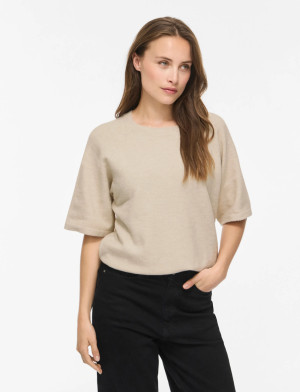 Vila Viliga 2/4 O-Neck Knit Top - Noos - Cream - S Cream S