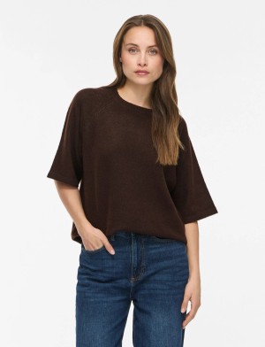 Vila Viliga 2/4 O-Neck Knit Top - Noos - Brown - XL Brown XL