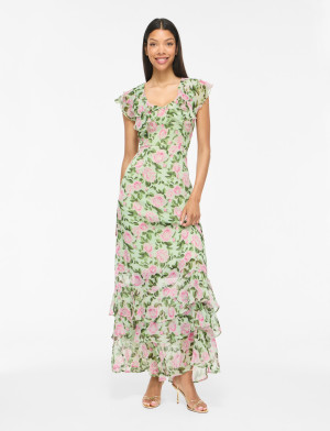 Vila Vimarigold C/S V-Neck Maxi Dress/Dc/Ka - Pink - 34
