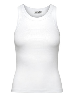 Weekday Fitted Rib Tank Top - White - L