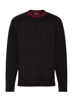 Weekday Oversized Cable Sweater - Black - L Black L
