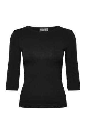 Weekday Three-Quarter Sleeve Top - Black - XS