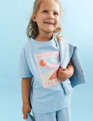 Wheat T-Shirt S/S Mirsa - Blue - 122 Blue 122