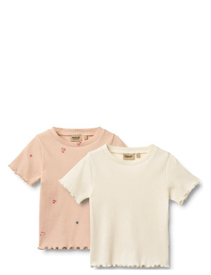 Wheat 2 Rib T-Shirt S/S Alicia - Pink - 116 Pink 116