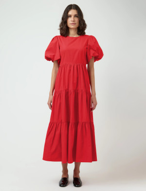 Yascolea Ss Ankle Dress S. Noos - Red - 36 Red 36