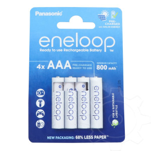 Panasonic Akku NiMH, Micro, AAA, HR03, 1.2V/800mAh eneloop, Pre-charged, Retail Blister (4-Pack)