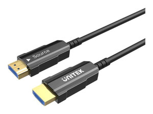 Unitek - HDMI-kaapeli - HDMI-uros HDMI-uros - 25 m - valokuitu - musta - 4K60 Hz tuki