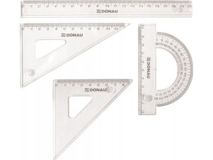 DONAU geometrinen, pieni, viivoitin 20cm, ripustuslipuke, läpinäkyvä, läpinäkyvä