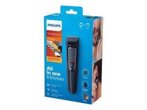 Philips MULTIGROOM Series 3000 7 työkalua, 7-in-1, kasvot ja hiukset, Musta, Suorakulmio, Parta, Korva, Kulmakarva, Viikset, Nenä, Ruostumaton terä...