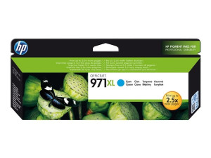HP 971XL - Korkean suorituskyvyn - syaani - Alkuperäinen - Mustekasetti - Officejet Pro X451dn, X451dw, X476dn MFP, X476dw MFP, X551dw, X576dw MFP ...