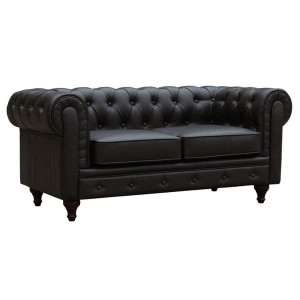 Chesterfield kiinteä sohva "Aliza" - 157 x 82 x 70 cm - 2 paikkaa - Ruskea