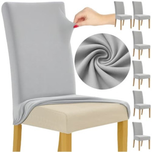 Tuolinpäällinen Sametti / Tuolinpäällinen - 6kpl - Vaaleanharmaa