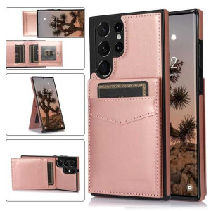 Samsung S24 Ultra Mobilskal Korthållare 5-FACK Retro V3 - Ruusukulta