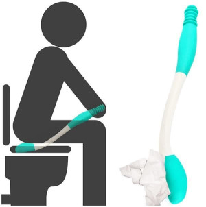 WC-pyyhintäapu - 1 kpl - apuväline pakaroiden pyyhkimiseen wc-paperilla - Vyötäröpyyhintäapu - WC-apuväline ikääntyneille - 38 cm pitkä Comfort-pyyhin