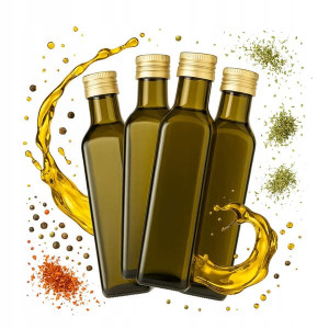 10 x pullo MARASCA-OLIIVIÄ 250 ml oliiviöljylle, kastikkeelle, etikalle, lasipulloille