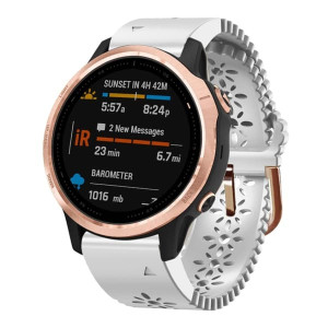 Garmin Fenix 6S silikoninen kellon ranneke pitsikuvioinnilla - valkoinen