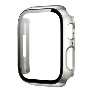 Kellokotelo Apple Watch Series 3 38 mm / 2 38 mm / 1 38 mm Mattapintainen kumitettu PC-kehys ja karkaistu lasinen näytönsuoja - Hopea