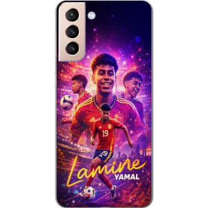 Yhteensopiva Puhelinkuori Samsung Galaxy S21 Lamine Yamal jalkapallo juliste Espanjan maajoukkueen paidassa nopeatempoisella toiminnalla, värikäs urh