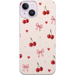 Yhteensopiva Puhelinkuori Apple iPhone 14 Plus Lempeä kuva kirjoja ja vaaleanpunaisia yksityiskohtia, jotka luovat viehättävän tunteen.