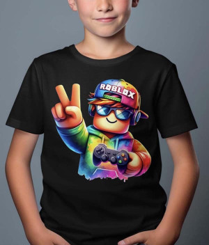 Roblox Lasten T-paita - Rob Fun - Musta - 100% Puuvilla