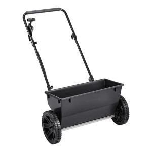 Siemen- ja lannoitelevitin - Työnnettävä pudotuslevitin - Kapasiteetti 23 kg - Levitysleveys 46 cm - 30 Säätöä - Maastorenkaat 25 cm - Säiliöritilä