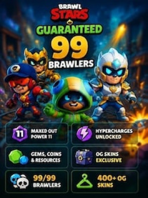 Brawl Stars Account | Guaranteed 99 Brawlers MAXED HYPER GEMS OG SKINS (All Platforms) - Supercell Account - GLOBAL