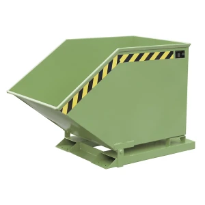 eurokraft pro Kippmulde mit Klappmechanismus, kastenförmig, Volumen 0,4 m³, grün RAL 6011