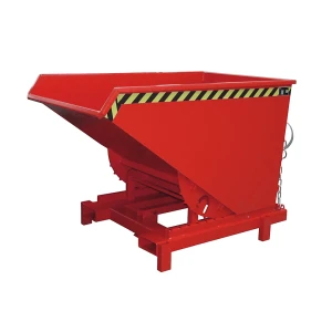 eurokraft pro Schwerlast-Kippbehälter, Volumen 0,6 m³, Traglast 4000 kg, rot RAL 3000
