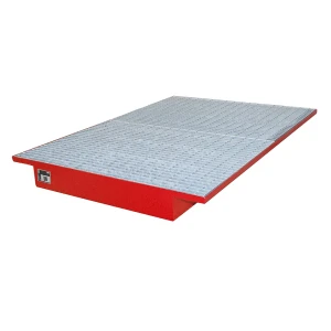 eurokraft pro Regal-Einhängewanne, mit verzinktem Gitterrost, LxB 1750 x 1250 / 915 mm, rot lackiert