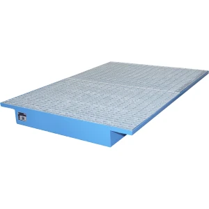 eurokraft pro Regal-Einhängewanne, mit verzinktem Gitterrost, LxB 1750 x 1250 / 915 mm, blau lackiert
