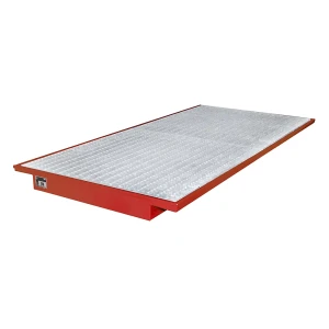 eurokraft pro Regal-Einhängewanne, mit verzinktem Gitterrost, LxB 2650 x 1250 / 915 mm, rot lackiert