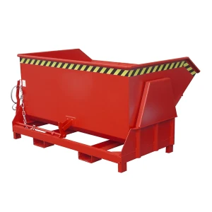 eurokraft pro Kippbehälter, Standard-Bauhöhe, ohne Fahrwerk, Volumen 1,5 m³, lackiert rot RAL 3000