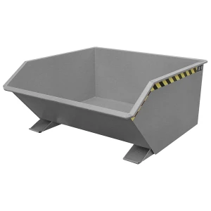 eurokraft pro Kippbehälter, niedrige Bauform (E), Volumen 0,75 m³, mausgrau