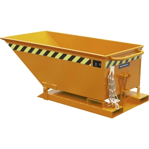 eurokraft pro Kippmulde mit Klappmechanismus, Bauform niedrig, Volumen 0,25 m³, orange RAL 2000