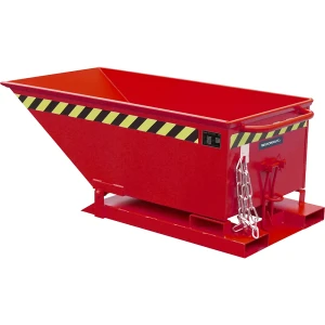 eurokraft pro Kippmulde mit Klappmechanismus, Bauform niedrig, Volumen 0,25 m³, rot RAL 3000