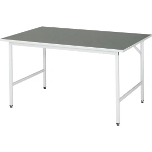 Arbeitstisch, höhenverstellbar, Gestell 30 x 30 mm, Linoleumplatte, BxT 1500 x 1000 mm, lichtgrau
