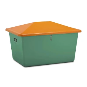 CEMO Recipiente para material a granel em plástico reforçado por fibra de vidro , volume 1100 l, sem abertura de remoção, recipiente verde, Recipiente