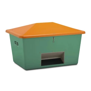 CEMO Recipiente para material a granel em plástico reforçado por fibra de vidro , volume 1100 l, com abertura de remoção, recipiente verde, Recipiente