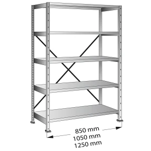 CLEANA-Steckregal, Grundregal, Bodenbreite 800 mm, 5 Böden, Bodentiefe 700 mm, Fachlast 330 kg kaiserkraft