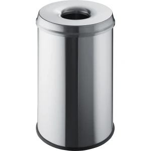 helit Sicherheitspapierkorb, Stahl, flammhemmend, Volumen 30 l, VE 2 Stk, Edelstahl