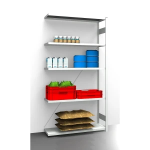 eurokraft pro Hygiene-Steckregal, Regalhöhe 2350 mm, 5 Fachböden, BxT 1225 x 485 mm, Anbauregal