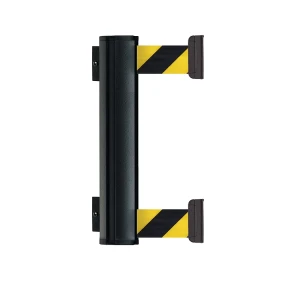 Gurtbandkassette DOUBLE aus Aluminium, Bandauszug max. 2300 mm, Gurtfarbe Schwarz / Gelb kaiserkraft